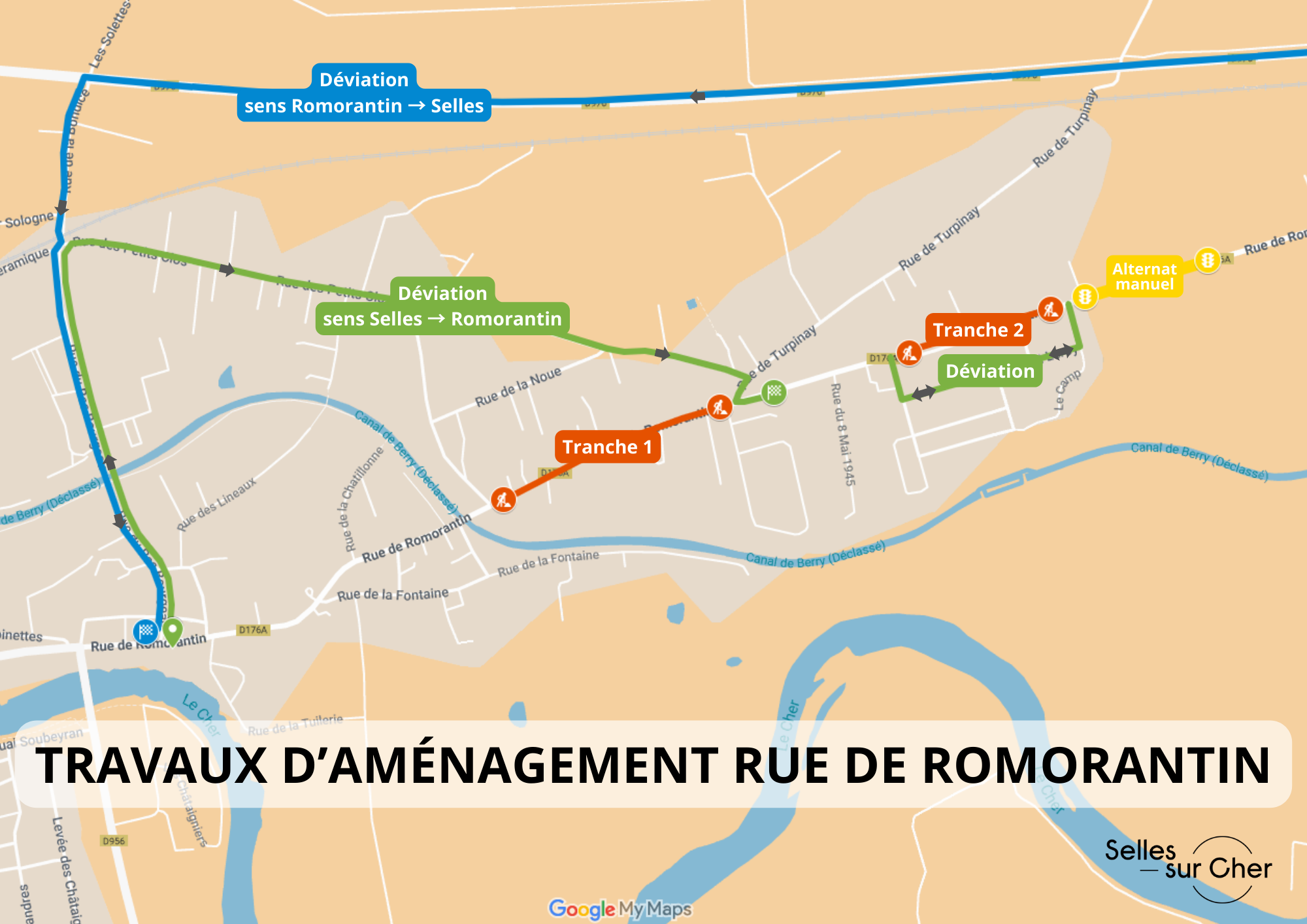 Carte des travaux rue de Romorantin - Septembre 2025