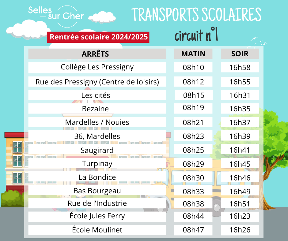 Nouveaux horaires des transports scolaires