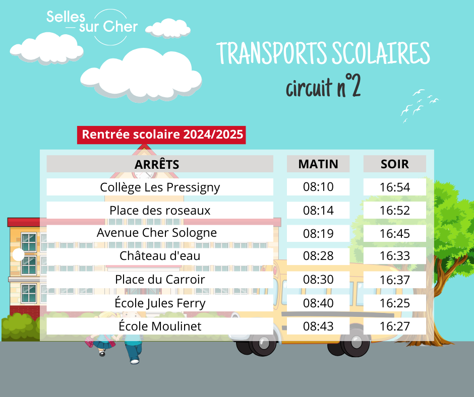 Nouveaux horaires des transports scolaires